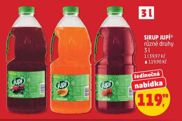 SIRUP JUPÍ různé druhy, 3 l 