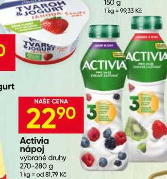 Activia nápoj vybrané druhy 270-280 g