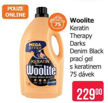 Woolite Keratin Therapy Darks Denim Black prací gel s keratinem 75 dávek
