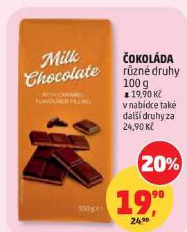 ČOKOLÁDA různé druhy, 100 g  