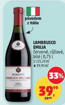 LAMBRUSCO EMILIA červené, růžové, bílé, 0,75 l