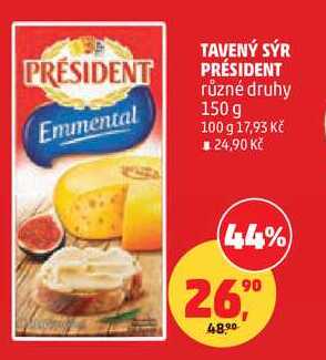 TAVENÝ SÝR PRÉSIDENT různé druhy, 150 g 