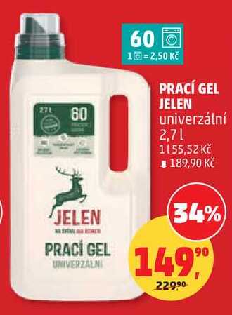 PRACÍ GEL JELEN univerzální, 2,7 l