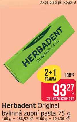 Herbadent Original bylinná zubní pasta 75 g