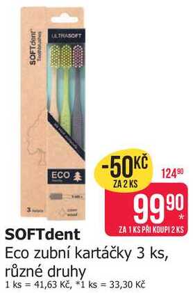 SOFTdent Eco zubní kartáčky 3 ks, různé druhy