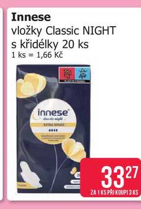 Innese vložky Classic NIGHT s křidélky 20 ks