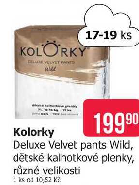 Kolorky Deluxe Velvet pants Wild, dětské kalhotkové plenky, různé velikosti 17-19ks