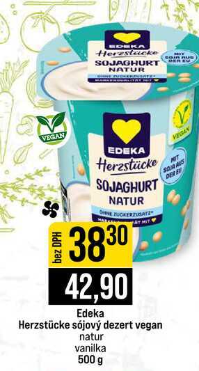 Edeka Herzstücke sójový dezert vegan natur vanilka 500 g