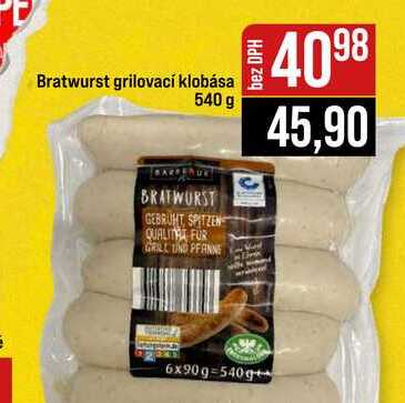Bratwurst grilovací klobása 540 g 