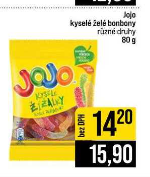 Jojo kyselé želé bonbony různé druhy 80 g