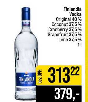 Finlandia Vodka Original 40% Coconut 37,5% Cranberry 37,5% Grapefruit 37,5% Lime 37,5% 1l