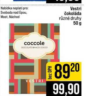 Vestri čokoláda různé druhy 50 g