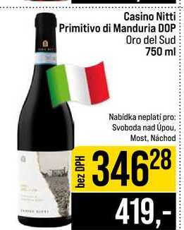 Casino Nitti Primitivo di Manduria DOP Oro del Sud 750 ml 