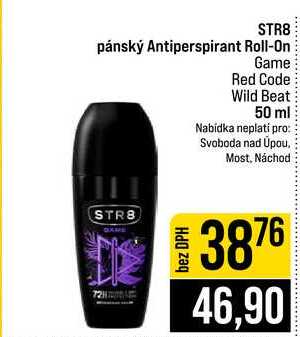STR8 pánský Antiperspirant Roll-On Game Red Code Wild Beat 50 ml 