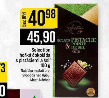 Selection hořká čokoláda s pistáciemi a soli 100 g