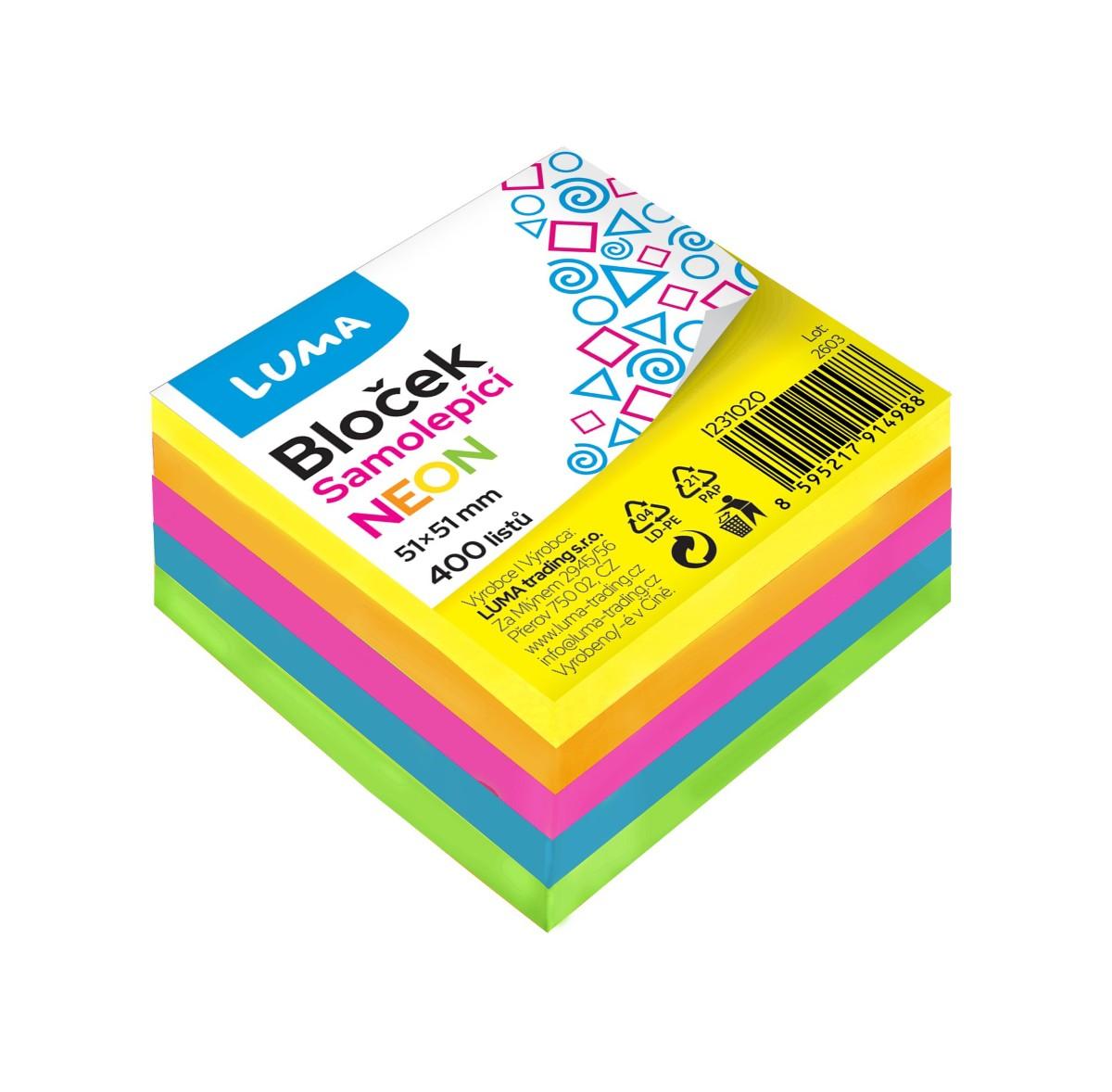 Bloček samolepící NEON, 1 KS