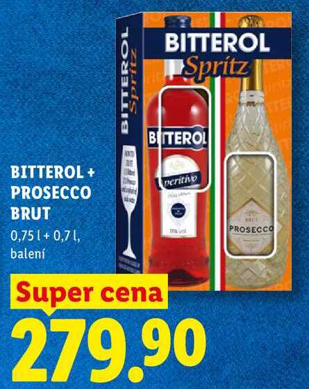 BITTEROL+PROSECO BRUT,0.75L+0,75L