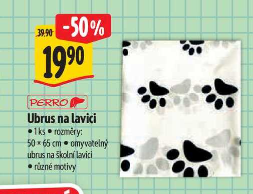 Ubrus na lavici 1ks rozměry: 50x65 cm