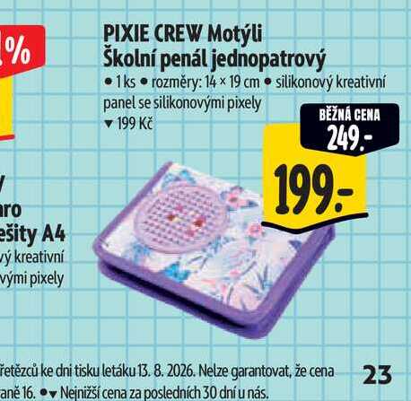 PIXIE CREW Motýli Školní penál jednopatrový 1ks