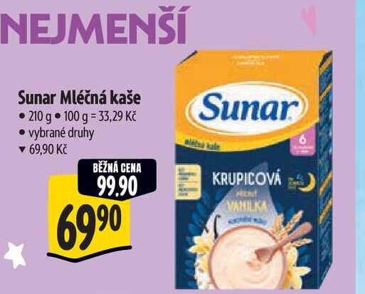 Sunar Mléčná kaše 210 g