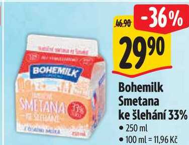 Bohemilk Smetana ke šlehání 33%, 250 ml