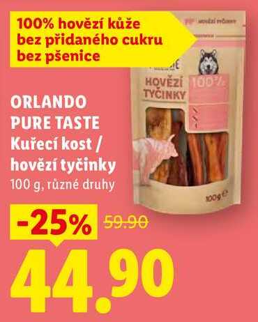 ORLANDO PURE TASTE Kuřecí kost / hovězí tyčinky, 100 g