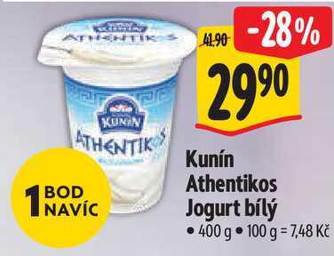 Kunín Athentikos Jogurt bílý, 400 g 