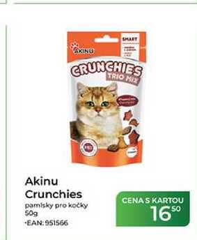 Akinu Crunchies pamlsky pro kočky 50g