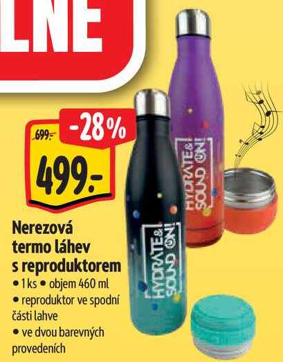 Nerezová termo láhev s reproduktorem