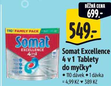Somat Excellence 4 v1 Tablety do myčky, 110 dávek