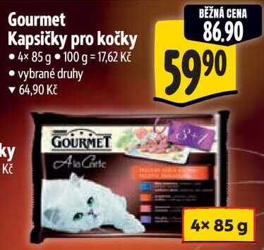 Gourmet Kapsičky pro kočky, 4x 85 g