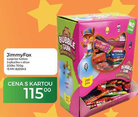 JimmyFox surprise tattoo žvýkačka v dóze 200ks