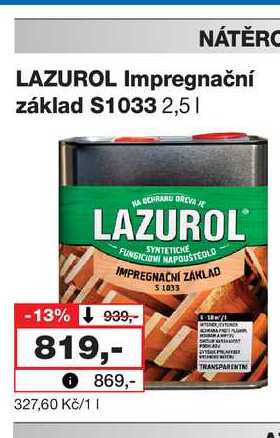 LAZUROL Impregnační základ $1033 2,5l