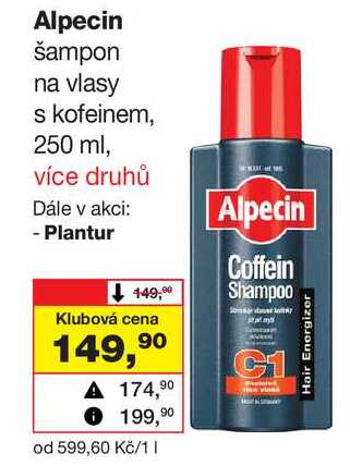 Alpecin šampon na vlasy s kofeinem, 250 ml