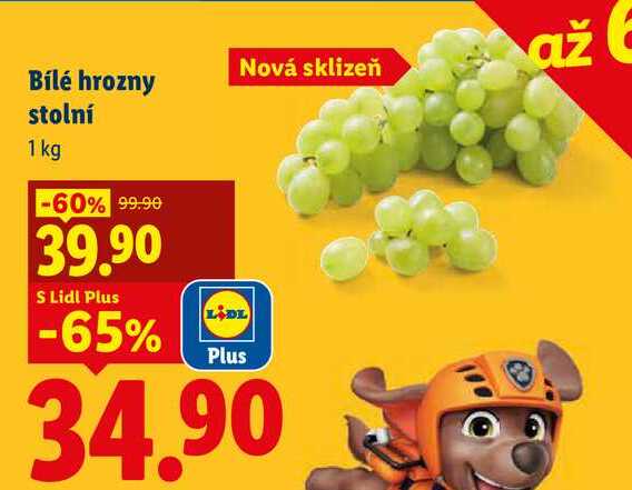 Bílé hrozny stolní, 1 kg
