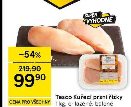 Tesco Kuřecí prsní řízky, 1 kg, chlazené, balené 