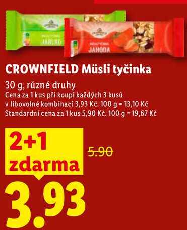 CROWNFIELD Müsli tyčinka, 30 g