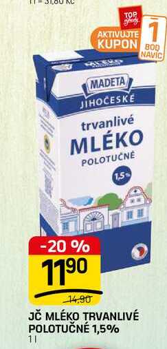 JČ MLÉKO TRVANLIVÉ POLOTUČNÉ 1,5% 1l