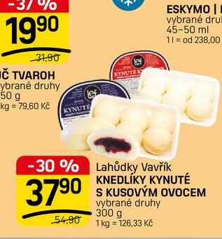 KNEDLÍKY KYNUTÉ S KUSOVÝM OVOCEM vybrané druhy 300 g