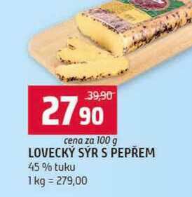 LOVECKÝ SÝR S PEPŘEM 45% tuku 100g