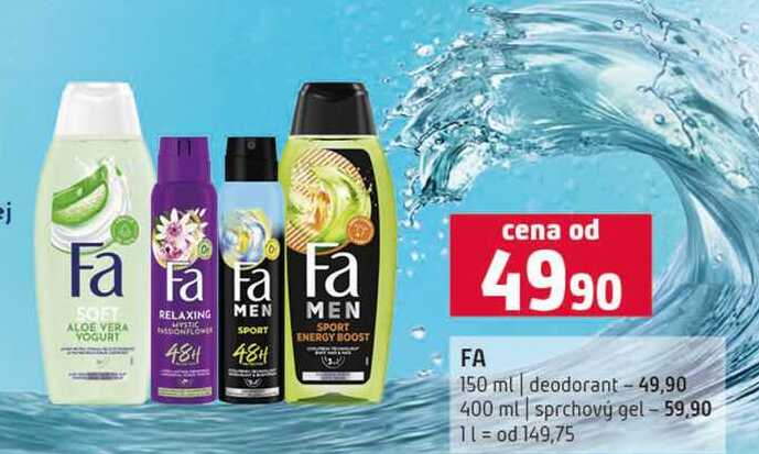 FA 150 ml deodorant 400 ml sprchový gel 