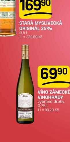 VÍNO ZÁMECKÉ VINOHRADY vybrané druhy 0.75l