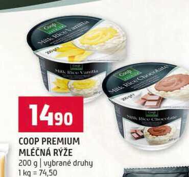 COOP PREMIUM MLÉČNÁ RÝŽE 200 g vybrané druhy 