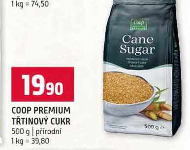 COOP PREMIUM TŘTINOVÝ CUKR 500 g přírodní 