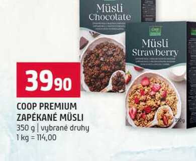 COOP PREMIUM ZAPÉKANÉ MÜSLI 350 g vybrané druhy 