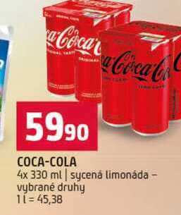COCA-COLA 4x 330 ml sycená limonáda vybrané druhy