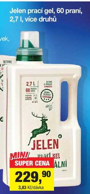 Jelen prací gel, 60 praní, 2,7 l, více druhů