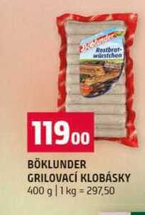 BÖKLUNDER GRILOVACÍ KLOBÁSKY 400 g