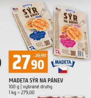 MADETA SÝR NA PÁNEV 100 g vybrané druhy