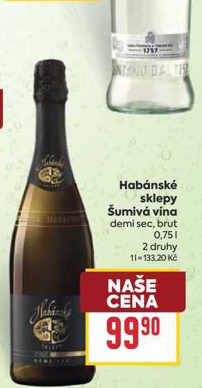 Habánské sklepy Šumivá vína demi sec, brut 0,75l